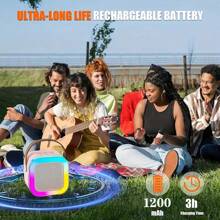 EARISE 2-Mic Mini Karaoke Machine, Portable Wireless Microphone Speaker With LED Lights For Birthday Parties, Family Gatherings, Christmas Gifts, New Year's Gifts, Birthday Presents (Multiple Color Options Available) - 米色 - 查看 8