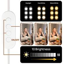 Professional Makeup Mirror LED Light Bulbs Vanity Lights USB 5V Adjustable Brightness And Colour Temperature 3-Tone Bathroom Dressing Table Lighting 60 LED Vanity Lights