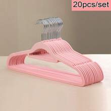 10 cái/20 cái/bộ Móc treo quần áo bằng vải nỉ, Móc treo quần áo chống trượt và không để lại dấu vết, Giá treo quần dày dùng trong gia đình, Sắp xếp không gian tủ quần áo, Giá treo quần áo - Nhiều màu - Xem 14