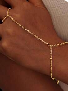 1pc Fashionable Stainless Steel Finger Ring Bracelet, Suitable For Women's Daily Wear - Finger Bracelet - View 1