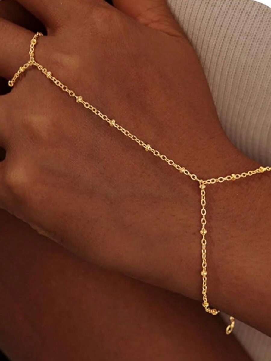 1pc Fashionable Stainless Steel Finger Ring Bracelet, Suitable For Women's Daily Wear - Finger Bracelet - View 1