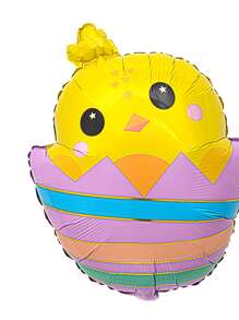 17pcs/Set Easter Chick/Egg Shaped Foil Balloons - 5 Inches And Oblong, Yellow And Orange Latex Balloons, Yellow/Orange Party Decorations, Suitable For Easter Celebration