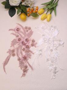 Handgefertigte 3D bestickte Perlenblumen Dekorative Applikationen, DIY Kleidungszubehör, Brautkleid Verzierungen, Größe: 30cm x 20cm