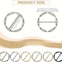 5 pièces Ensemble de clips d'anneau pour t-shirt en métal - Accessoires de mode pour chemises, foulards et chapeaux, boucles rondes invisibles pour attache, pour la décoration de vêtements
