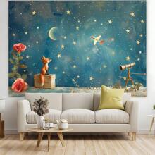 1 小狐狸星空聚光灯套装横幅，适用于室内外多功能摄影背景，非常适合生日、周年纪念日、家居装饰和派对，适用于摄影、客厅、卧室和办公室墙壁装饰