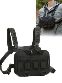 Bolsa de pecho para hombres, bolsa MOLLE para exteriores, bolsa de camuflaje multifuncional para pesca, ciclismo, campamento, adecuada para adolescentes, atuendo casual de verano, deportes al aire libre, viajes de vacaciones, regalos de cumpleaños o accesorios de graduación