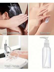 15 piezas Botellas dispensadoras transparentes a presión de 3.38oz a prueba de fugas, esencial de viaje - Adecuado para loción, gel de baño, crema facial, aceite de masaje, champú y acondicionador, portátil, a prueba de fugas, reutilizable, ideal para viajes y uso diario. - Blanco - Ver 11
