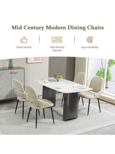 Set Of Dining Room Chairs Armrests, Faux Leather Armchair, Living Upholstered Office Stoel Zwart Metal Feet view 5