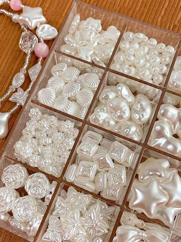 12pcs/20pcs/50pcs Baroque Asymmetrical Star Shell Butterfly Acrylic Faux Pearl Spacer Beads For DIY Bracelet Necklace Accessories, Can Be Used For Phone Chains, Earrings, Bracelets