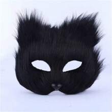 2 piezas Máscara de gato de media cara para Mascarada de Halloween, máscara de zorro en serie para Halloween