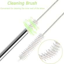 3/5/10pcs Reusable 8mm Stainless Steel Straws With Cleaning Brush - Extra Long 30cm Polished Metal Drinking Straws, Suitable For 30/40oz Cups - Perfect For Halloween, Christmas, Easter, Thanksgiving