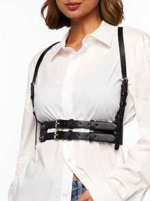 1 Classic Sexy Lingerie Accessory Fashion PU Leather Women's Black PU Leather Waist Shapewear Chest Drawstring Gothic Style Holiday Wear With A Belt