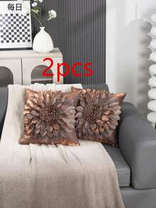 1/2 chiếc vỏ gối trang trí hình hoa cúc 3D màu nâu cà phê, chất liệu vải satin polyester, kiểu dáng hiện đại, trang trí phòng khách, phòng ngủ, ghế sofa, phong cách đồng quê mùa xuân/hè, sân hiên ngoài trời, sân vườn, trang trí nhà cửa, điểm nhấn hoa cho tiệc cưới, sinh nhật, phù hợp cho mọi mùa, không bao gồm ruột gối, kích thước 45*45cm. - Cà phê nâu - Xem 15