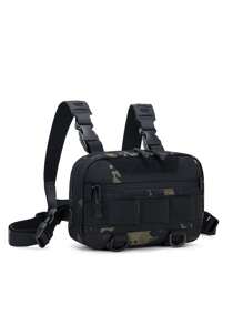 Bolsa de pecho para hombres, bolsa MOLLE para exteriores, bolsa de camuflaje multifuncional para pesca, ciclismo, campamento, adecuada para adolescentes, atuendo casual de verano, deportes al aire libre, viajes de vacaciones, regalos de cumpleaños o accesorios de graduación