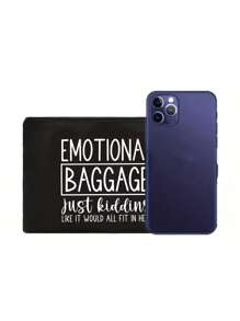 Leraar Waardering Cadeau Make-up Tas Met "EMO TIONAL BAGGAGE" Prints, Linnen Portemonnee, Cosmetische Tas, Voering, En Geen Sluiting - Perfect Voor Opvoeders En Schoolpersoneel, Leraar Bedankcadeau, Stijlvolle Casual Accessoires Voor Uitjes, Vakantie