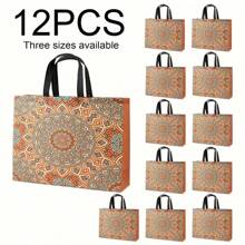 12pcs Mixed Color Woven Tote Bag Gift Box With Handle - Waterproof, Shrink-Proof, Foldable Shopping Bag, Clothes, Wedding, Party - 3 Sizes Reusable Gift Packaging, For Mother's Day, Bridesmaid Gifts, Graduation Gifts, Birthday Gifts, Wedding Gifts, Birthday, Bride, Wedding