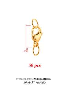 10 20 50 件/包 不锈钢龙虾扣挂钩连接器镀金带跳环适用于手链项链脚链链 DIY 珠宝制作配件用品连接 - Lobster clasp belt loop - 查看 13