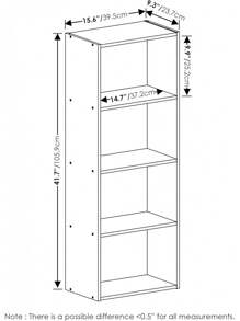 Estante de Libros Abierto de 4 Niveles, Color Blanco, Estante Decorativo para Libros y Objetos, Ideal para Sala de Estar, Dormitorio y Oficina - Blanco/celeste - Ver 10