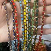 Long Double Cone Glass Beads For Jewelry-Making 4mm(0.157in)*6mm(0.236in)/48PCS Reusable Loose DIY Craft Beads, Plated With Color AB Handmade Accessories - 4*6 Gold Edge Rice Beads - View 5