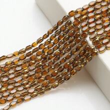 Long Double Cone Glass Beads For Jewelry-Making 4mm(0.157in)*6mm(0.236in)/48PCS Reusable Loose DIY Craft Beads, Plated With Color AB Handmade Accessories - 4*6 Gold Edge Rice Beads - View 19