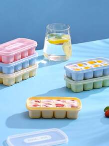 1pc Minimalist Individual Press Ice Cube Mold, Creative Party Necessity Summer Gadget, Covered Anti-Odor Design, Silicone Soft Convenient