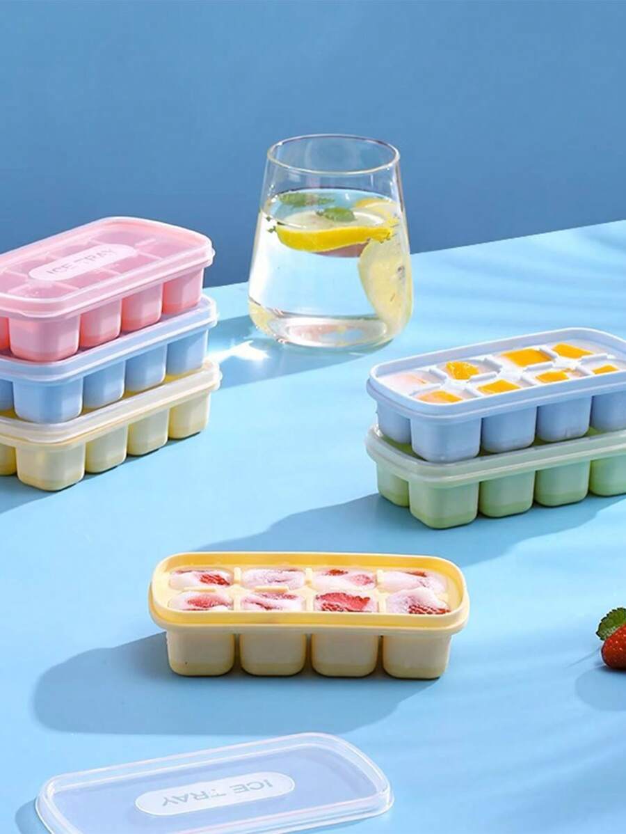 1pc Minimalist Individual Press Ice Cube Mold, Creative Party Necessity Summer Gadget, Covered Anti-Odor Design, Silicone Soft Convenient