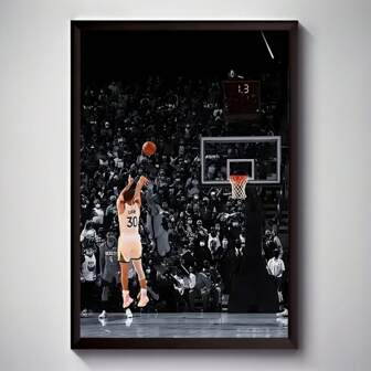 1pc Inspirational Basketball Shot Art Decor Poster, Frameless Canvas Wall Art Print, Modern Contemporary Sports Theme, Waterproof Indoor Portrait Orientation For Living Room, Bedroom, Home Office, Dining Room Decor, Dorm Room Accent|Action Sports Art|Indoor Decoration Gifts Birthday Graduation