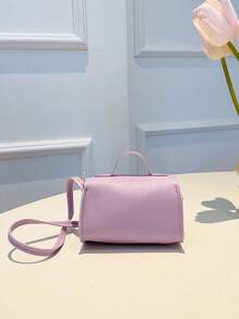 1 件可爱简约儿童翻盖包斜挎包单肩包零钱包糖果包手提包多功能轻便便携带扣迷你日常方形包旅行度假户外购物简约 PU 皮革可爱撞色蝴蝶结优雅时尚休闲包适合年轻儿童女孩旅行配件 - 紫色 - 查看 6