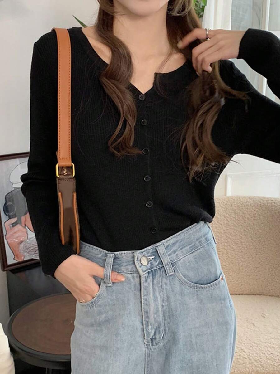 Minimalist Korean Style Gentle Long Sleeve Cardigan For Women