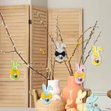 1pcsEaster Wooden Crafts Cartoon Rabbit Pendants Holiday Party Decorations Easter Rabbit Gifts Small Pendants