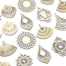 35 Pcs 7 Styles Wedding Angel Theme Unfinished Wood Cutout Charms Heart Cross Sun Wood Slices For Wedding Decoration DIY Printing Art Craft