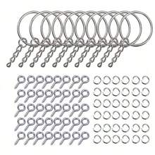220pcs/Set 3 Colors DIY Metal Keychains With Split Ring Link Silver Gold Color Pendants Holder Rings DIY Key Chains Jewelry Making ,A Set For Making Mobile Phone Chains