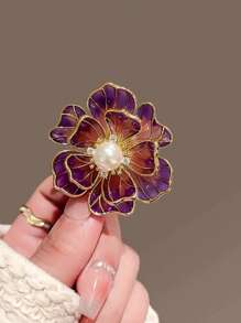 Broche de flor de peonía esmaltada con estilo retro, accesorio de flor de perla sintética de alta gama, apto para fiestas, cumpleaños, Navidad, San Valentín, Día de Acción de Gracias, mamá, madre, Día de la Madre, regalo