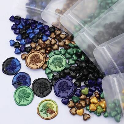 100 Stücke hellfarbige herzförmige Siegellackperlen, Siegellackperlen für die DIY Dekoration von Umschlägen, Hochzeitseinladungen, Karten, Postkarten, Geschenkverpackung, Basteleien, Scrapbooking