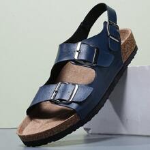 Sandały unisex z paskami korkowymi, wygodne, codzienne kapcie w stylu retro dla par - Niebieski - Zobacz 5