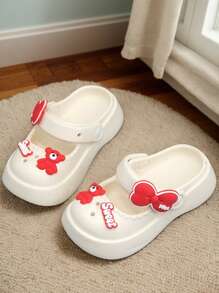 New EVA Girls Sandals, Kids Shoes, Cute Cartoon Bear Bow Pattern, Fashionable, Comfortable, Lightweight, Smooth Shoes, Garden Shoes, Indoor Home, Outdoor Travel, Beach Walk, Leisure Sandals, Beach Shoes