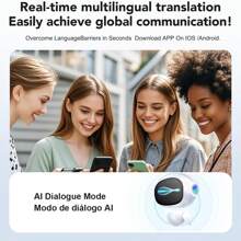 Ksluxirt Real-Time AI Translation Wireless Earbuds, 3-In-1 Real-Time Language Translation Earbuds, Support 150 Languages, Fast Response, Wireless Translation Earbuds, Artificial Intelligence Translation Earbuds - màu đen - Xem 7