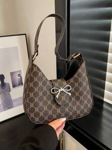 2025春季新款时尚休闲百搭单肩斜挎包，别致轻盈奢华小众设计女士腋下包 - 棕色 - 查看 1