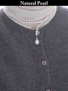 1pc Multi-Layer Natural Pearl Necklace, White, Long, Fashion & Personalized Style, Suitable For Daily Wear And Gifting
