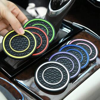 2PCS 2.75 Inches Car Cup Coasters, PVC Double Coil Drink Coaster,Honeycomb Pattern Coaster, Car Insulated Coaster, Automotive Anti Slip Cup Holder Insert Coaster, Universal For Most Cars, Trucks, Boats,Car Interior Accessories Set