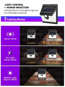 1pc 20/30/40 LED Solar Powered Outdoor Light, Solar Powered, Super High Lumens Solar Wall Light, 3 Mode Switch, Outdoor Yard Solar Sensor Light, Waterproof 4-Sided Solar Wall Light With Motion Sensor, Suitable For Garden, House, Garage