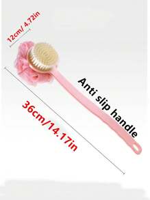 Cepillo corporal de lujo suave de esponja marina y cerdas de cerdo jabalí - Cepillo de baño curvo de mango largo que exfolia suavemente, unisex - Accesorios de spa de baño, para Body, rostro y cuidado de la piel