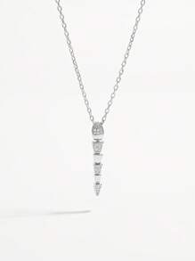 Vaerine 1 件优雅时尚个性化别致闪亮 925 纯银锆石几何蛇形可调节项链，适合女性派对、约会、度假、节日礼物 - 銀色 - 查看 2