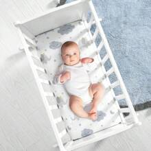 婴儿床弹力床单，男女宝宝通用，柔软透气，适用于椭圆形摇篮、摩西篮和长方形床垫。