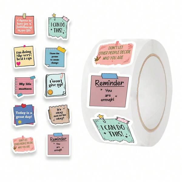 500pc Self Affirmation Motivational Stickers Applicable Birthday Parties, School Rewards, Giveaways And Gift Decorations Journals Luggage Skateboard Doodle Stickers Fun Classic Decorations Back To School