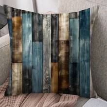 1 件乡村风格木板设计，时尚枕套，带有泥土色调。四季皆宜，（不含枕芯）