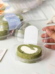 10pcs Clear Swiss Roll Packaging Boxes With Random Stickers, Single Slice Independent Packaging Box For Teddy Bear Cake Roll - White - View 6