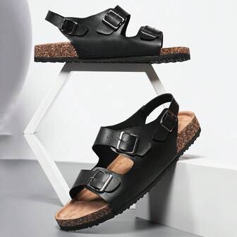 Sandały unisex z paskami korkowymi, wygodne, codzienne kapcie w stylu retro dla par