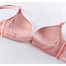 Three Pieces SetSweet And Cute Girl's Small Chest Gathering Underwear Seamless Girl's No Wire Bra High School Student Strap Checkered Comfortable Bra - Multicolor - View 7