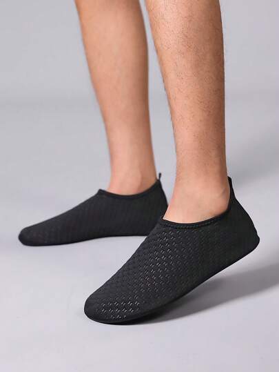 Men's Black Outdoor Wading Shoes, Non-Slip Water Shoes, Lightweight Hiking Fitness Running Shoes, Suitable For Fishing, Diving, Beach, Swimming